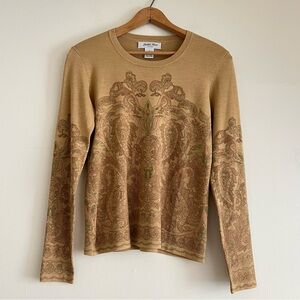 Vintage tan paisley silk blend top, Judith Hart, size S